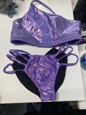 Custom made size small S light purple pole set top plus bottoms